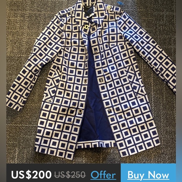 Talbots short trench geometric, toggle coat! Modern/classic Size 5 - Picture 10 of 17